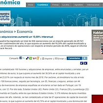 El importe de fusiones y adquisiciones aument un 10,59% interanual